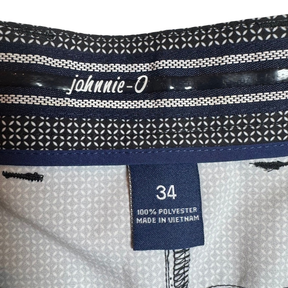 Johnnie O Mens Golf Shorts Size 34 Black White Geometric Performance Stretch - Picture 4 of 11